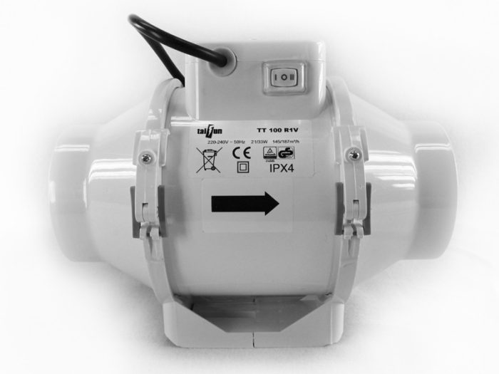 Taifun 2 Speed Inline Ventilator 145/187m³/h 100mm Flansch – Bild 2